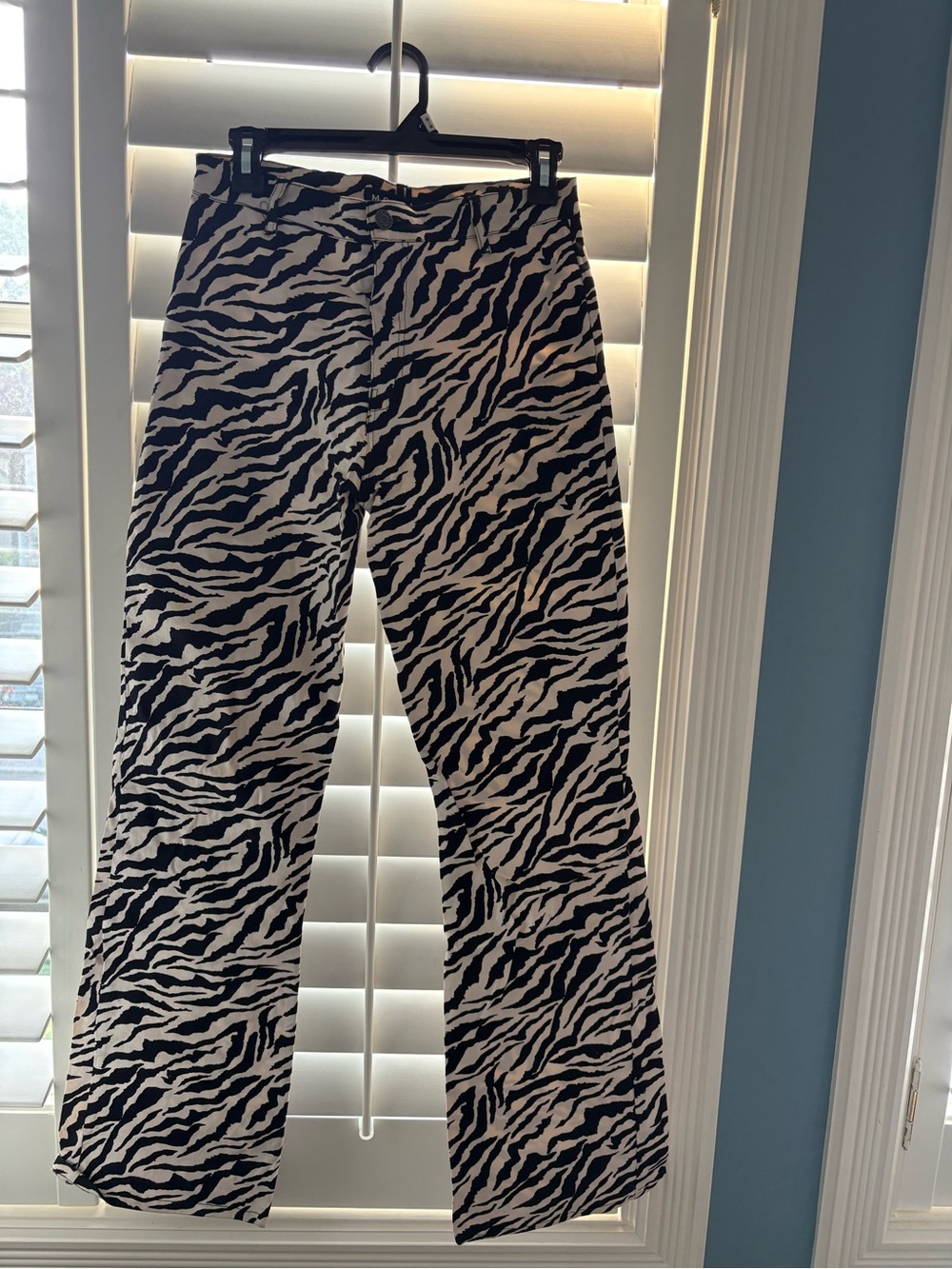 Motel Rocks Black and White Zebra Print Flare Leg Pants